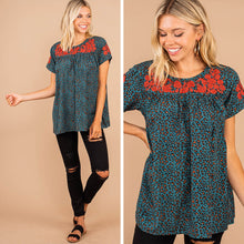 Load image into Gallery viewer, Convinced Of Love Teal Blue Embroidered Top
