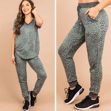 Load image into Gallery viewer, Can't Tame Me Olive Green Leopard Joggers
