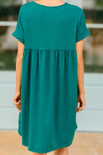 Load image into Gallery viewer, At Peace Hunter Green Babydoll Dress