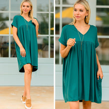 Load image into Gallery viewer, At Peace Hunter Green Babydoll Dress