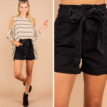 Load image into Gallery viewer, What You Need Black Denim Paperbag Shorts