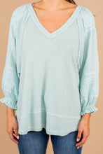 Load image into Gallery viewer, Sounds Like Fun Sage Green Waffle Top
