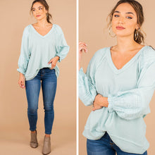 Load image into Gallery viewer, Sounds Like Fun Sage Green Waffle Top