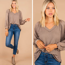 Load image into Gallery viewer, Sounds Like Fun Taupe Brown Waffle Top