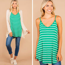Load image into Gallery viewer, Somewhere Out There Kelly Green Striped Tank