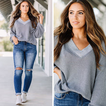 Load image into Gallery viewer, Give Me Joy Gray Waffle Sweater