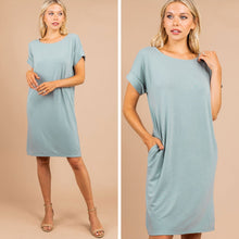 Load image into Gallery viewer, Get To Know Me Light Green T-shirt Dress