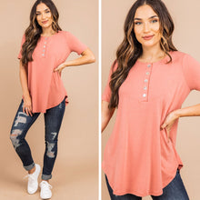 Load image into Gallery viewer, Out and About Ash Rose Pink Henley Top