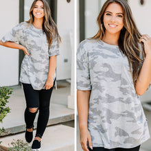 Load image into Gallery viewer, Live With Fun Gray Camo Top