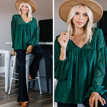 Load image into Gallery viewer, Eternal Beauty Hunter Green Swiss Dot Top