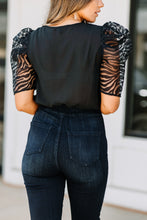 Load image into Gallery viewer, Take Control Black Puff Sleeve Top