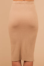 Load image into Gallery viewer, In The Moment Khaki Brown Ribbed Midi Skirt