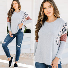Load image into Gallery viewer, What You Could Be Heather Gray Leopard Top