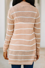 Load image into Gallery viewer, Want It All Light Mocha Brown Striped Cardigan