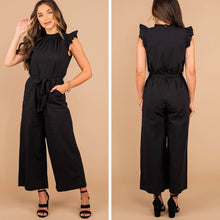 Load image into Gallery viewer, Go With Confidence Black Ruffled Jumpsuit