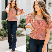 Load image into Gallery viewer, Do What You Love Terracotta Red Ditsy Floral Top