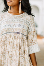 Load image into Gallery viewer, Natural Beauty Beige Brown Floral Dress