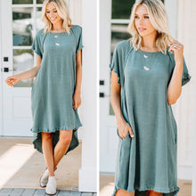 Load image into Gallery viewer, Give Your Love Lagoon Green Raw Hem Dress