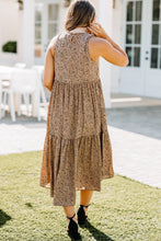Load image into Gallery viewer, Being Yourself Mocha Brown Leopard Midi Dress