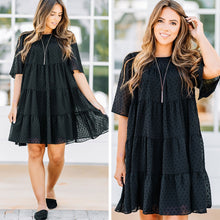 Load image into Gallery viewer, Be True Black Swiss Dot Dress