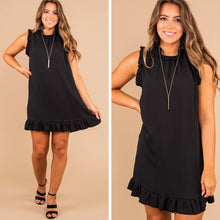 Load image into Gallery viewer, Proceed With Caution Black Shift Dress
