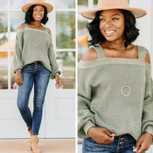 Load image into Gallery viewer, Only The Beginning Sage Green Waffle Sweater