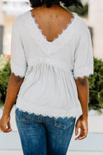 Load image into Gallery viewer, Check The References Cloud Gray Lace Top