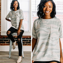 Load image into Gallery viewer, Can't Keep Away Heather Gray Camo Top