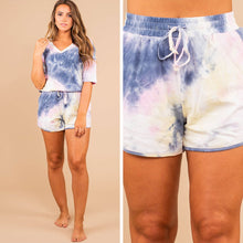 Load image into Gallery viewer, Strong Feelings Navy Blue Tie Dye Shorts