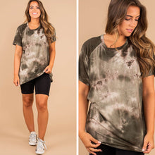 Load image into Gallery viewer, Just The Best Olive Green Tie Dye Top