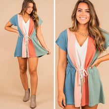Load image into Gallery viewer, Something To Love Teal Blue Colorblock Romper