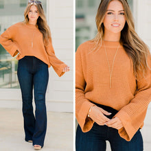 Load image into Gallery viewer, Easy Days Ahead Butterscotch Orange Waffle Sweater