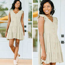 Load image into Gallery viewer, You Already Know Olive Green Swiss Dot Dress
