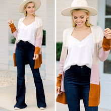 Load image into Gallery viewer, Embrace The Fun Taupe Brown Colorblock Cardigan