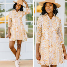 Load image into Gallery viewer, Yes You Can Taupe Brown Ditsy Floral Dress