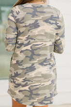Load image into Gallery viewer, Girl's Day Out Olive Green Camo Dress