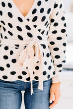 Load image into Gallery viewer, In A Dream Oatmeal White Polka Dot Sweater