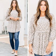 Load image into Gallery viewer, Tell Me More Taupe Brown Leopard Top