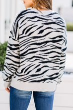 Load image into Gallery viewer, Get It Started Gray Zebra Sweater