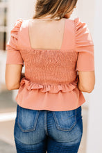 Load image into Gallery viewer, Doing It All Brick Orange Smocked Top