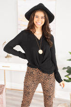 Load image into Gallery viewer, Back To You Black Twisted Hem Top