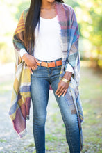Load image into Gallery viewer, Fall Fun Plum Purple Plaid Open Poncho