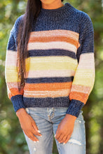 Load image into Gallery viewer, Right This Way Blue Multi Striped Sweater