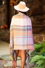 Load image into Gallery viewer, Fall Fun Camel Brown Plaid Open Poncho