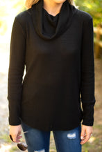 Load image into Gallery viewer, Need You Around Black Waffle Cowl Neck Sweater