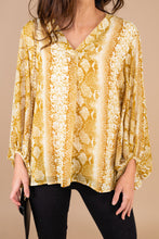 Load image into Gallery viewer, Doing Just Fine Mustard Yellow Snake Print Top