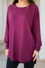 Load image into Gallery viewer, Easy Like Sunday Wine Red Waffle Tunic