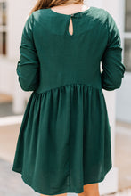 Load image into Gallery viewer, Tell Me More Hunter Green Babydoll Dress