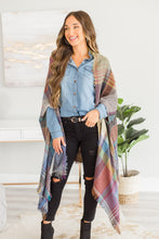 Load image into Gallery viewer, Fall Fun Camel Brown Plaid Open Poncho