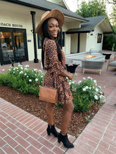 Load image into Gallery viewer, Search For Fun Brown Leopard Ruffled Dress